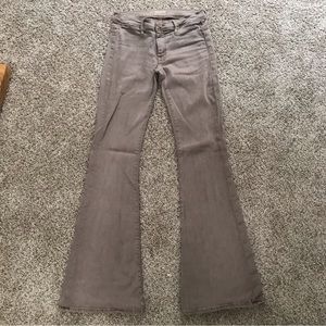 Mother Tan Flare Denim HigHugger Jeans